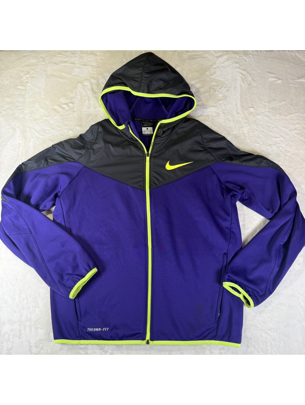 Nike Therma-FIT Mens L Full-Zip Hooded Jacket Purple Black Soccer